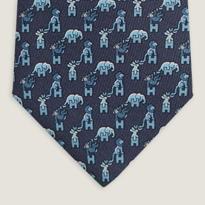 ✨未使用箱付✨エルメス　現行H柄　月夜の狼ウルフの刺繍　ネクタイ ポシェット - メンズ, ネクタイ・スカーフ・マフラー, ネクタイ